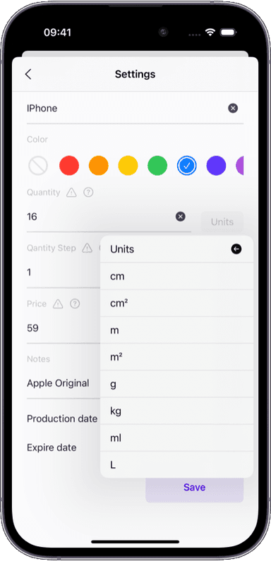 Preview of the Sklad inventory app interface 1