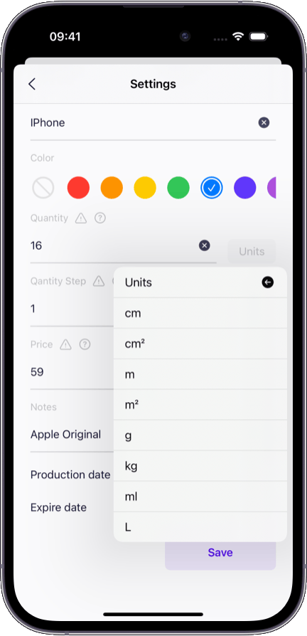 Preview of the Sklad inventory app interface 1