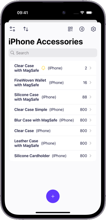 Preview of the Sklad inventory app interface 3
