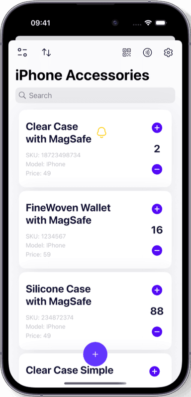 Preview of the Sklad inventory app interface 1