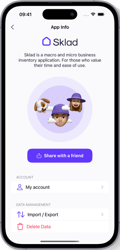 Preview of the Sklad inventory app interface 1