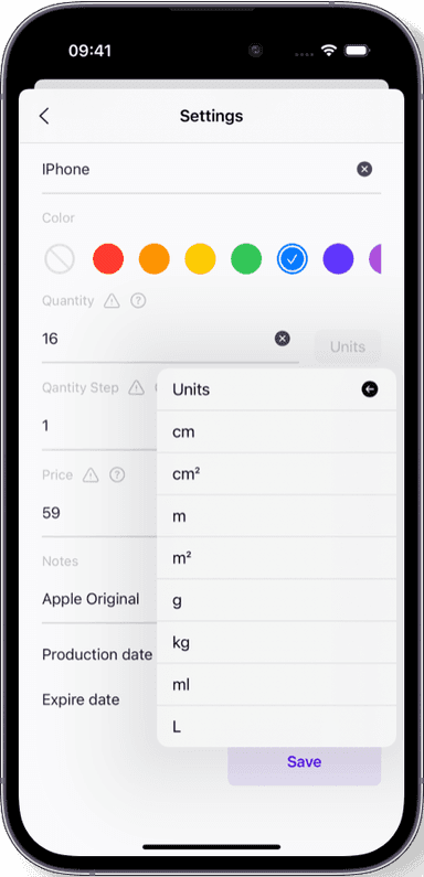 Preview of the Sklad inventory app interface 1