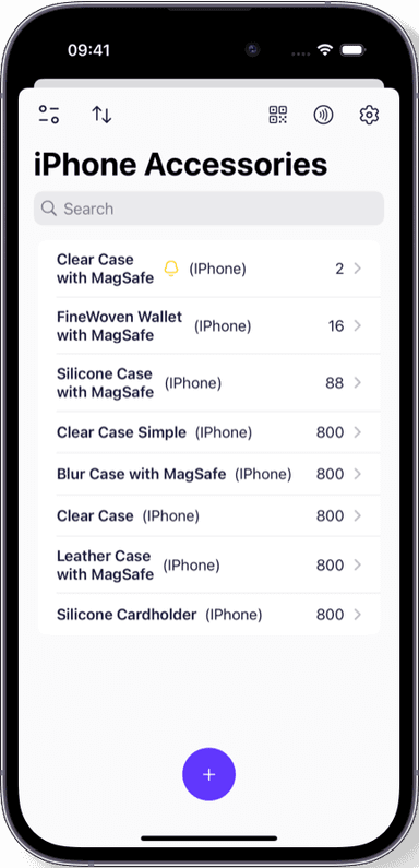 Preview of the Sklad inventory app interface 3