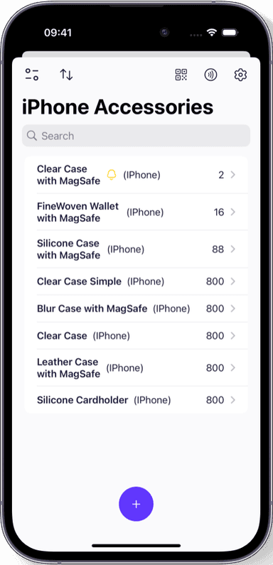 Preview of the Sklad inventory app interface 3