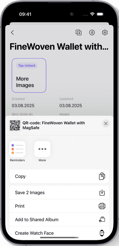 Preview of the Sklad inventory app interface 2